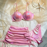 Princess Cut Reflective Bikini 3-Piece Set