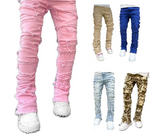 'No Passes' Stacked Distressed Jeans