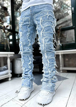 'No Passes' Stacked Distressed Jeans