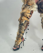 Sexy Brown Fur 'Know About Me' Strappy Lace up Romen Heels