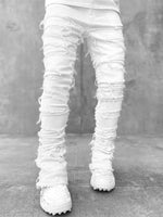 'No Passes' Stacked Distressed Jeans