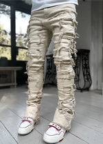 'No Passes' Stacked Distressed Jeans