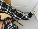 Plaid 'Better Than U' Cross Tied Over The Knee Boots