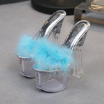 "Ova Bad" Feather Platform Slippers - Lavish Extensions