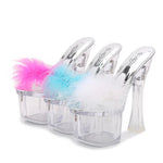 "Ova Bad" Feather Platform Slippers - Lavish Extensions