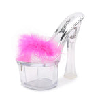 "Ova Bad" Feather Platform Slippers - Lavish Extensions