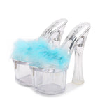 "Ova Bad" Feather Platform Slippers - Lavish Extensions