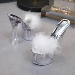 "Ova Bad" Feather Platform Slippers - Lavish Extensions