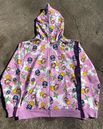 Cartoon Print Zip Up Hoodie