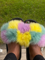 Faux Fur “Indifferent” Slides